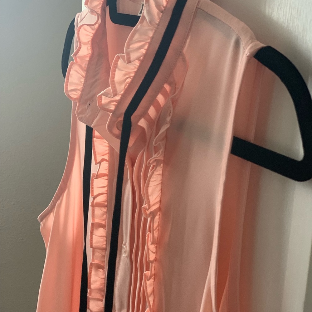 Pink button down tank with velvet detail